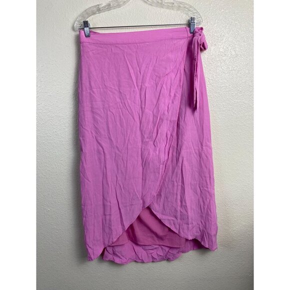 American Eagle Outfitters Dresses & Skirts - American Eagle Side Tie Wrap Midi Skirt Pink Women Large Barbie High Low Lined